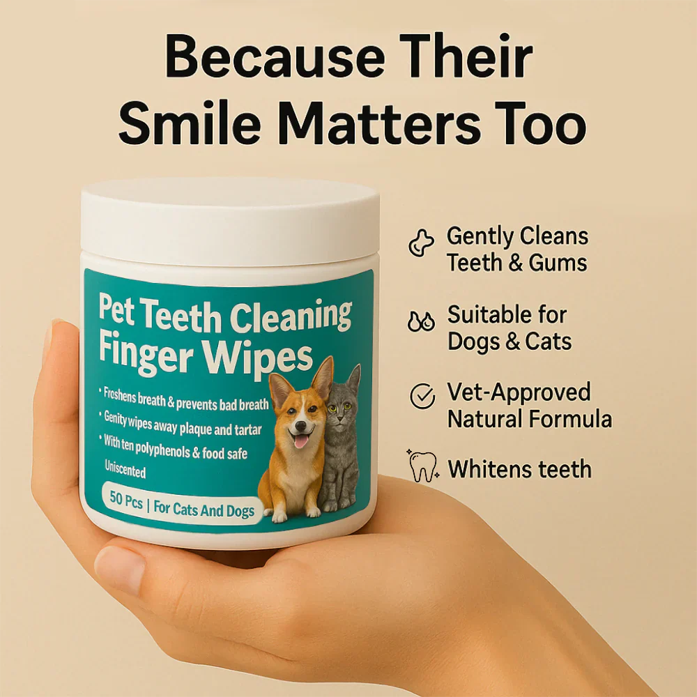 Natural Pet Dental Finger Wipes 50 Pcs PawsMagics