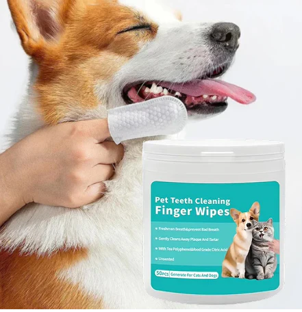Natural Pet Dental Finger Wipes 50 Pcs PawsMagics