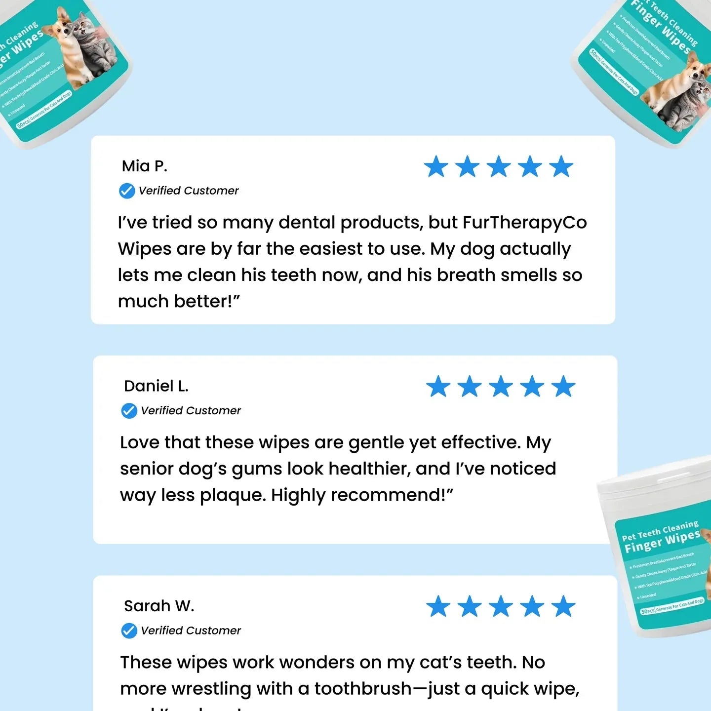 Natural Pet Dental Finger Wipes 50 Pcs PawsMagics