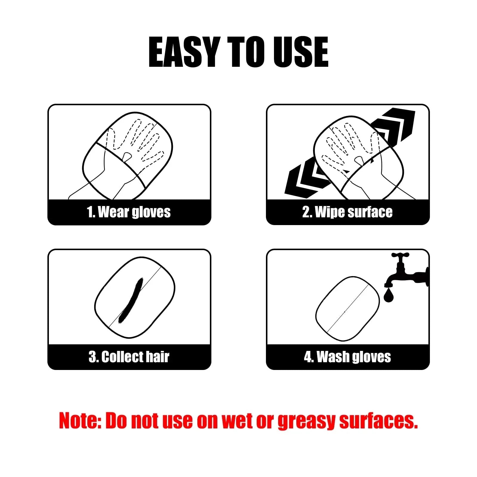 Pet Hair Removal Tool Reusable Static Removal Gloves, Double-Sided Grooming Gloves for Pets, Removes Pet Fur Hair for Carpets WagsPaws