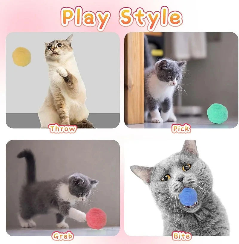 Cat Toys Interactive Launch Training Toy For Pet Kitten Creative Mini Shooting Gun Games Stretch Plush Ball Toys Pet Supplies PawsMagics