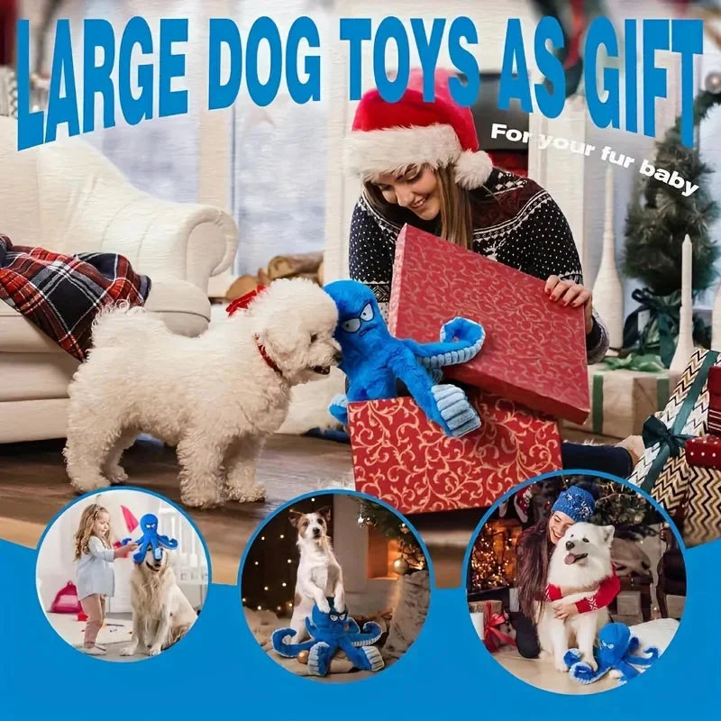 Indestructible Octopus Squeaky Chew Toy – Interactive Tug-of-War & Teeth Cleaning Plush Toy for Dog PawsMagics