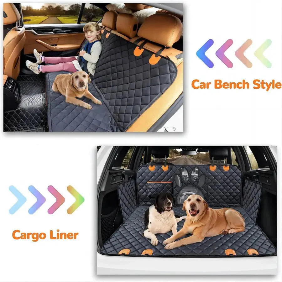 Dog Car Seat Cover for Back Seat, 100% Waterproof Dog Car Hammock with Visual Mesh Window and Side Zipper Car Seat & Door Protec PawsMagics
