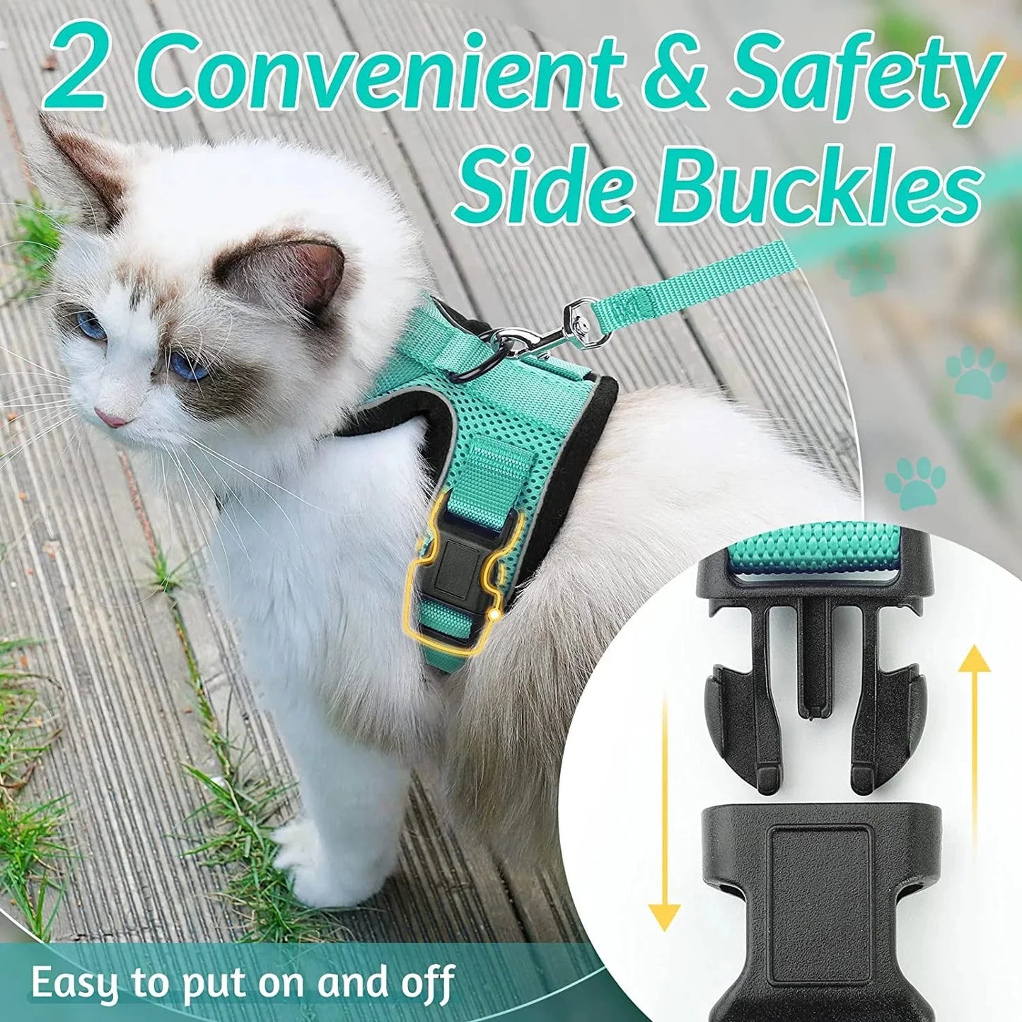 Cat Harness and Leash for Walking β Escape Proof, Soft & Adjustable Vest Harnesses PawsnHeart