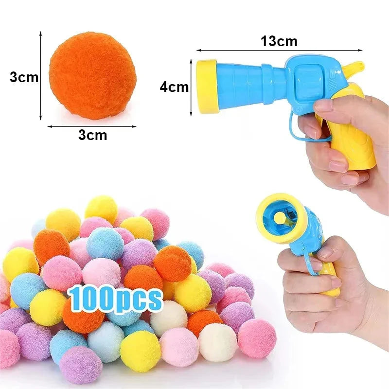 Cat Toys Interactive Launch Training Toy For Pet Kitten Creative Mini Shooting Gun Games Stretch Plush Ball Toys Pet Supplies PawsMagics