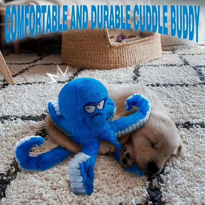 Indestructible Octopus Squeaky Chew Toy – Interactive Tug-of-War & Teeth Cleaning Plush Toy for Dog PawsMagics