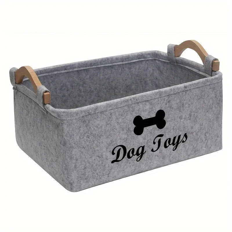 1pc Felt Pet Toy Box, Dog Toy Box, Storage Basket Chest Organizer For Organizing Pet Toys, Blankets, Leashes And Food PawsMagics