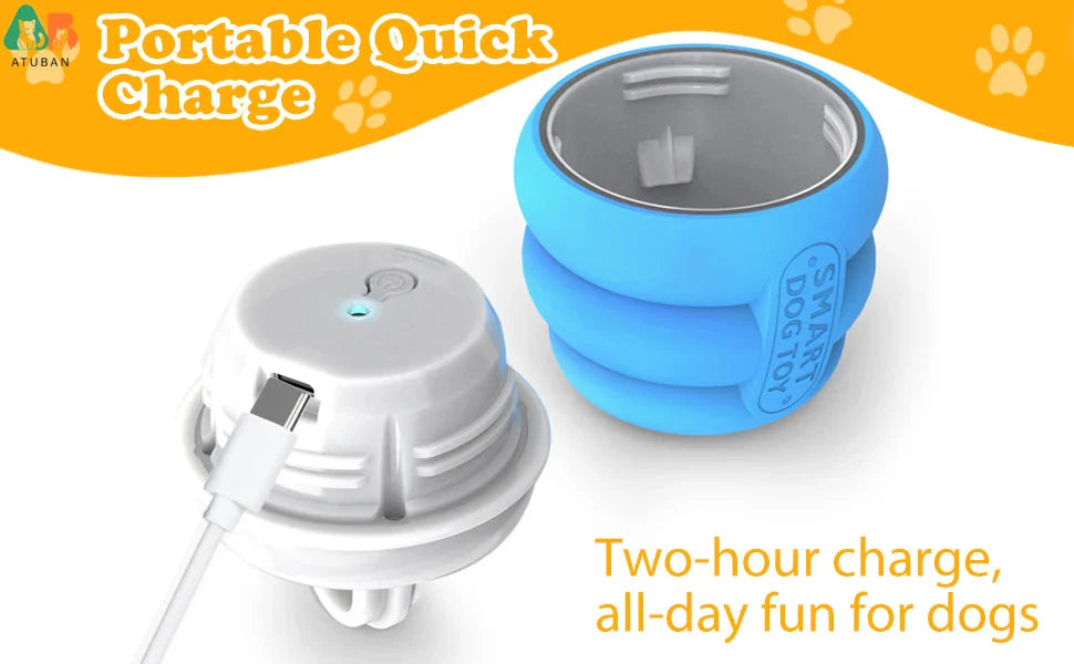 ATUBAN Interactive Dog Toys Ball - Fun Moving Dog Toys to Keep Them Busy , Rechargeable Smart Automatic Dog Ball for Boredom PawsMagics