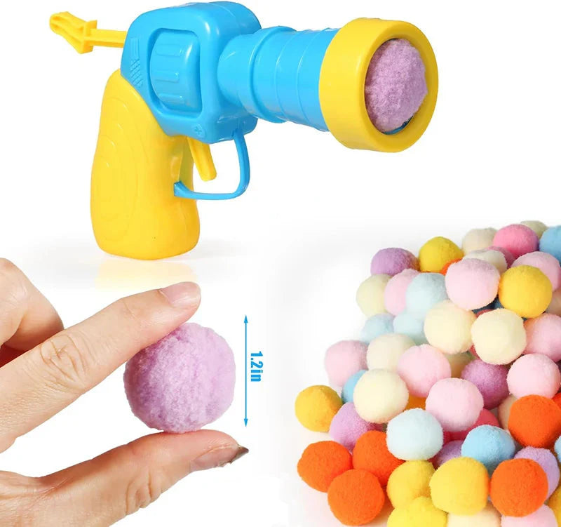 Cat Toys Interactive Launch Training Toy For Pet Kitten Creative Mini Shooting Gun Games Stretch Plush Ball Toys Pet Supplies PawsMagics